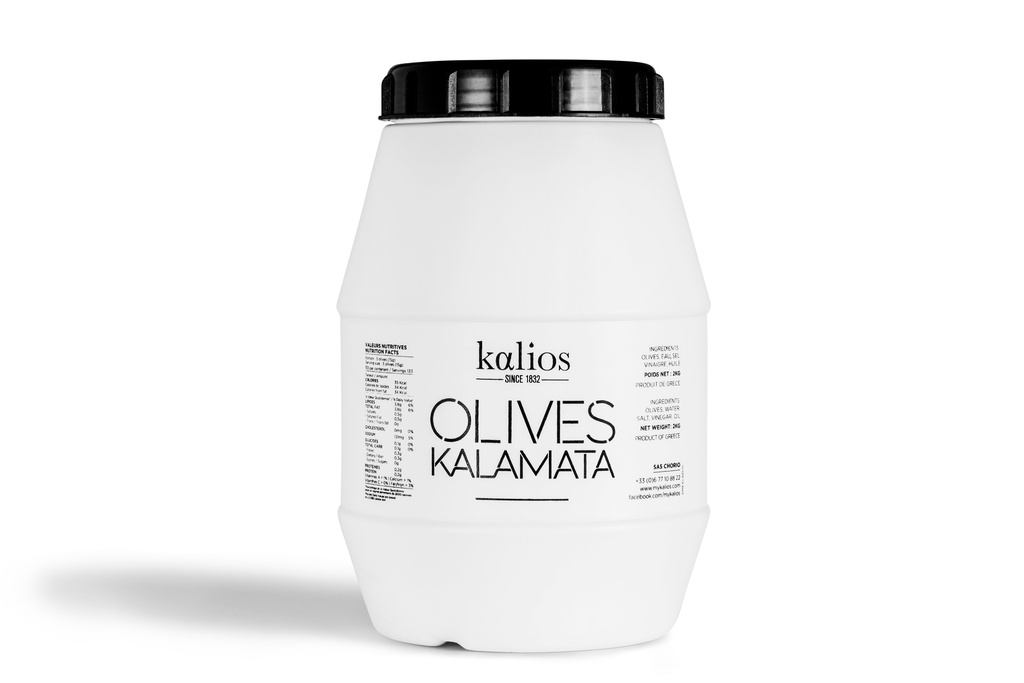 [KG-SAUM-D] Olives KALAMATA AOP au Naturel "saumure" Dénoyautées 2Kg