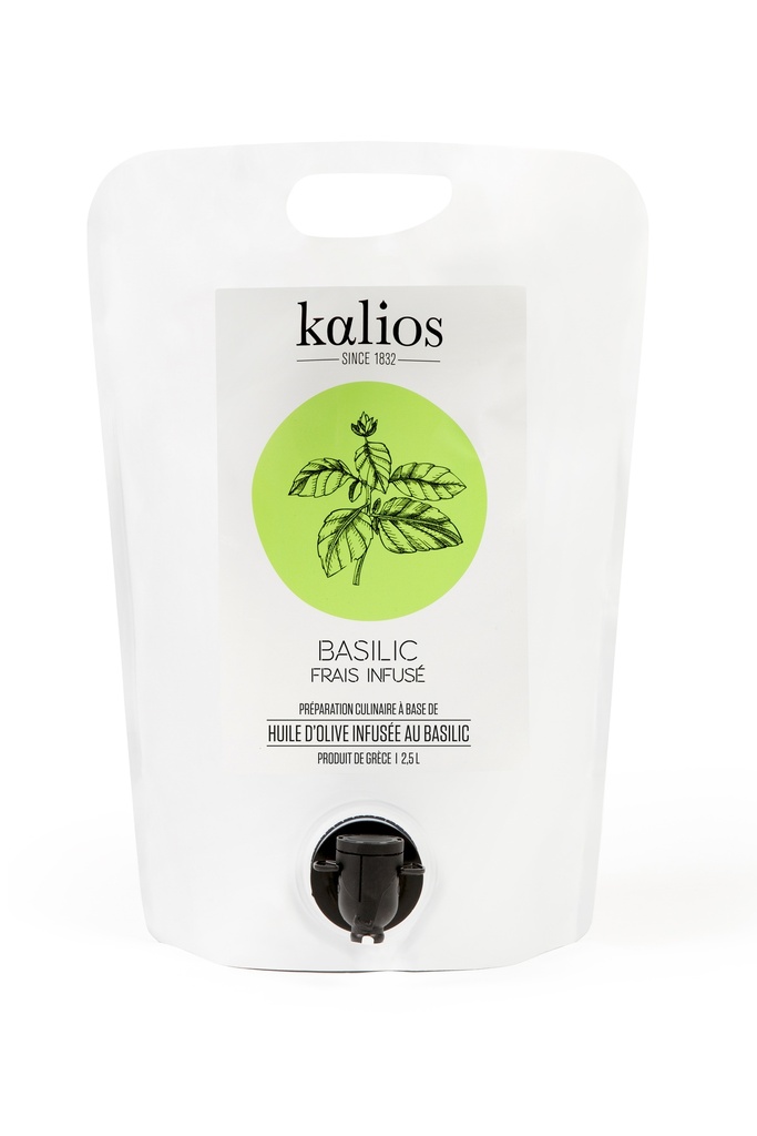 [KBASILIC-2,5L] Huile D'olive Kalios v.e. Infusée Basilic Bib 2,5L