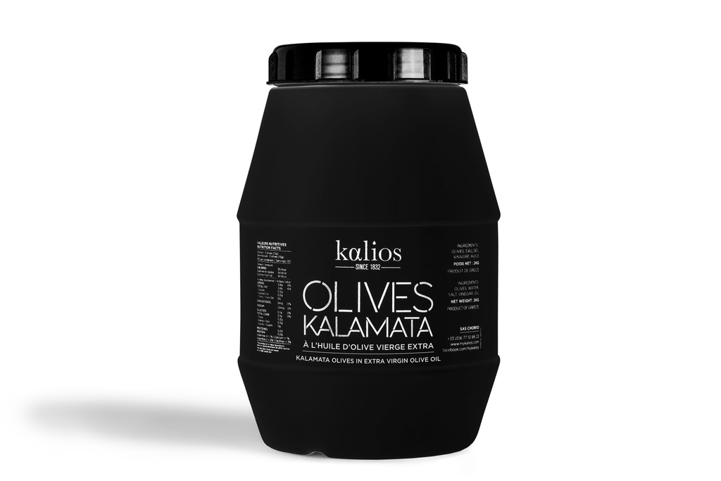 [KG-IOO-D] Olives KALAMATA dénoyautées à l'huile d'olive 2Kg