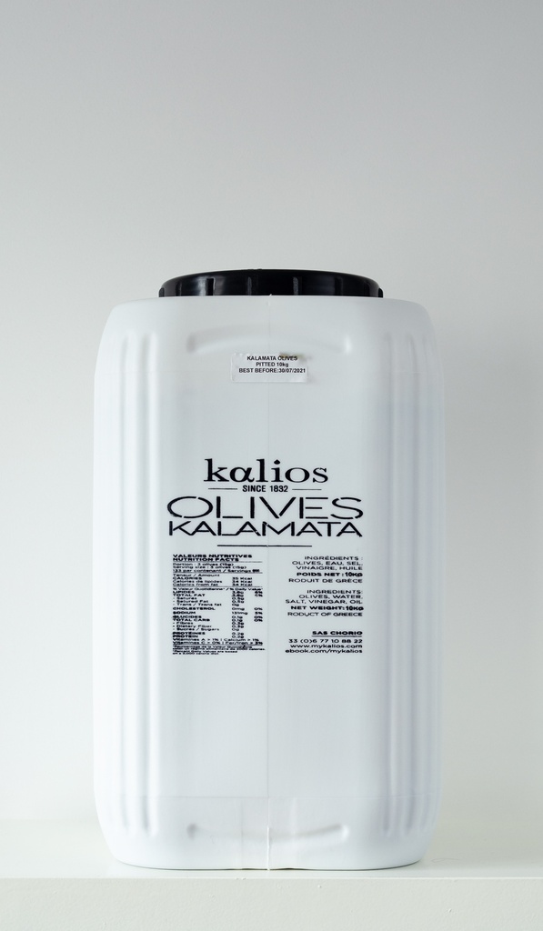 [KG-SAUM-10-D] Olives KALAMATA AOP au Naturel "saumure" dénoyautés 10Kg