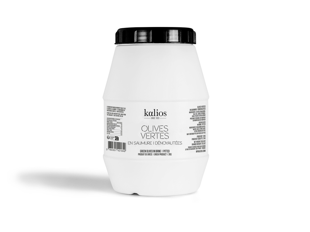 Olives CHALKIDIKI AOP au Naturel "saumure" Dénoyautées 2Kg
