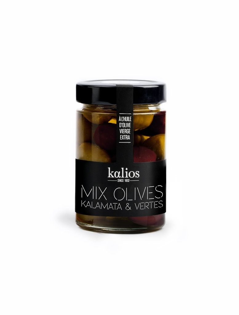 [KPOMIX] Mix Olives KALAMATA & Vertes à l'huile - 180gr