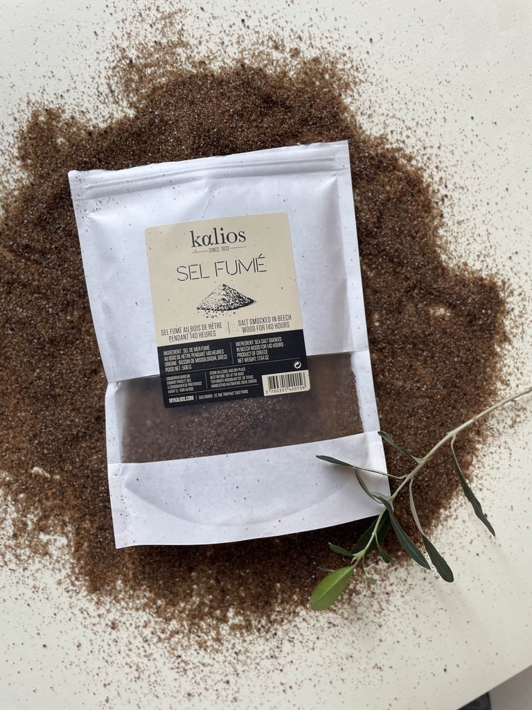 [K-SEL-FUM-500] Sel de mer fumé au bois de hetre Kalios - 500gr